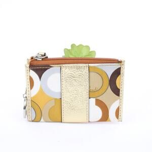 Coach Multicolor Pattern Zip Coin Wallet